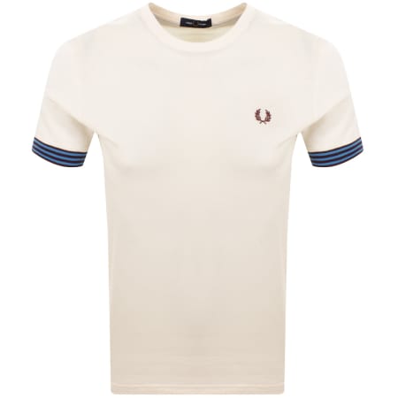 Product Image for Fred Perry Striped Cuff T Shirt Ecru