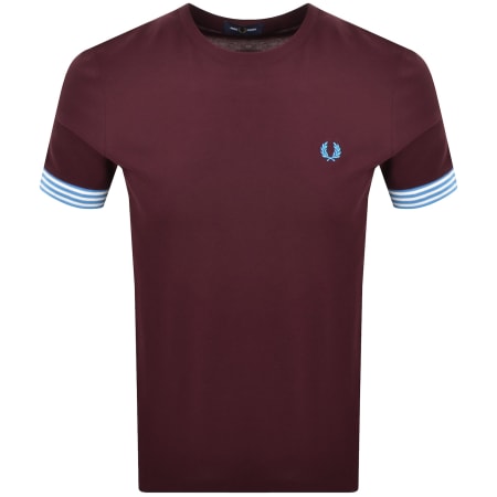 Product Image for Fred Perry Striped Cuff T Shirt Oxblood