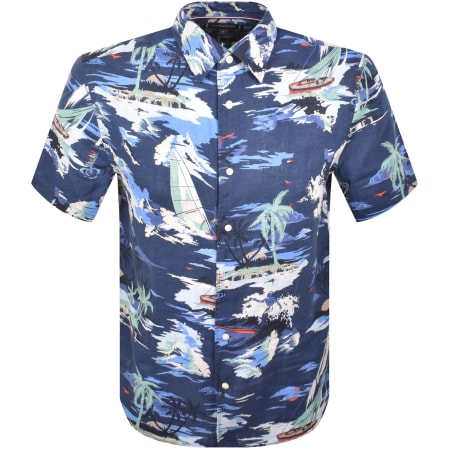 Product Image for Tommy Hilfiger Linen Holiday Print Shirt Navy