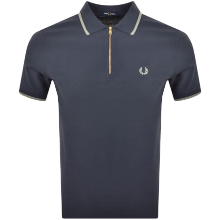 Product Image for Fred Perry Zip Neck Crepe Polo T Shirt Navy