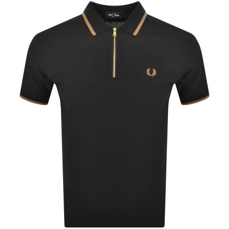 Product Image for Fred Perry Zip Neck Crepe Polo T Shirt Black