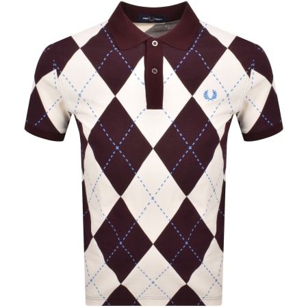 Product Image for Fred Perry Argyle Print Polo T Shirt Ecru