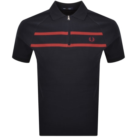 Product Image for Fred Perry Pique Zip Neck Polo T Shirt Navy