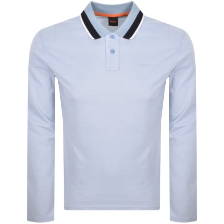 Product Image for BOSS Oxford Long Sleeved Polo T Shirt Blue