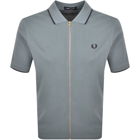 Product Image for Fred Perry Textured Zip Through Polo Blue