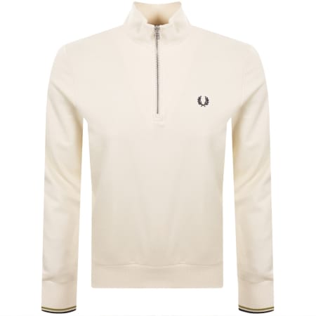 Product Image for Fred Perry Half Zip Sweatshirt Ecru