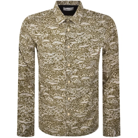Product Image for Replay Patterned Long Sleeved Shirt Army Green