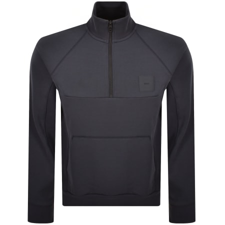 Product Image for BOSS Sweat Rib Quarter Zip Sweatshirt Navy