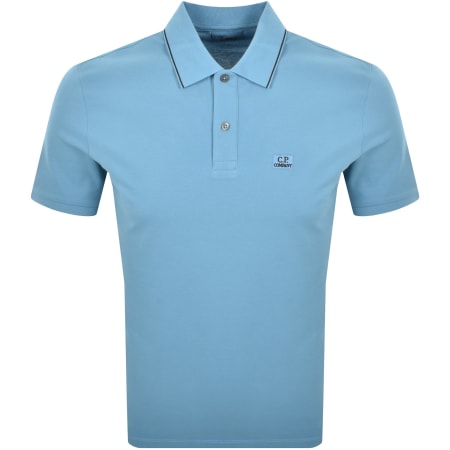 Product Image for CP Company Tipped Polo T Shirt Aegean Blue
