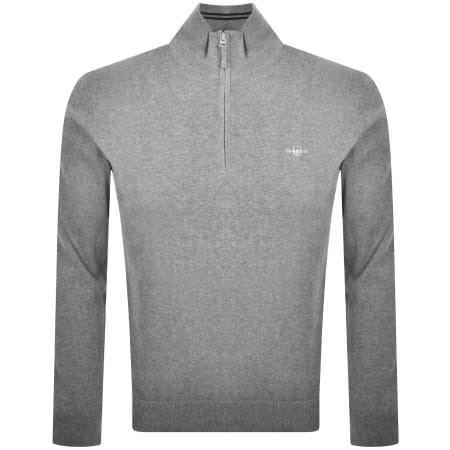 Product Image for Gant Half Zip Knit Jumper Grey