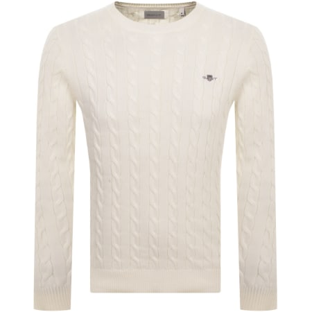 Product Image for Gant Classic Cotton Cable Knit Jumper Cream