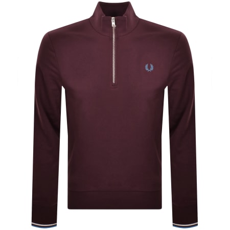 Product Image for Fred Perry Half Zip Sweatshirt Burgundy