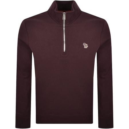 Recommended Product Image for Paul Smith Half Zip Zebra Sweatshirt Burgundy