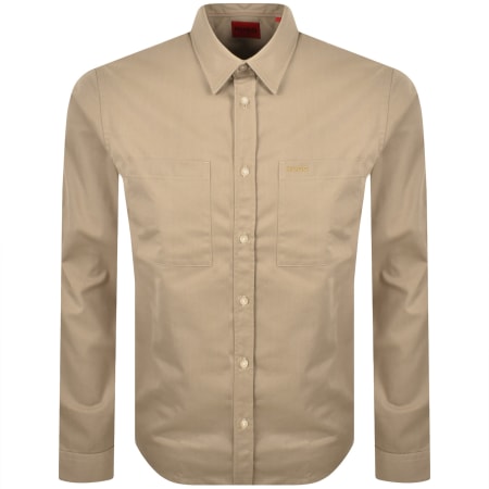 Product Image for HUGO Long Sleeved Egrin Shirt Medium Beige