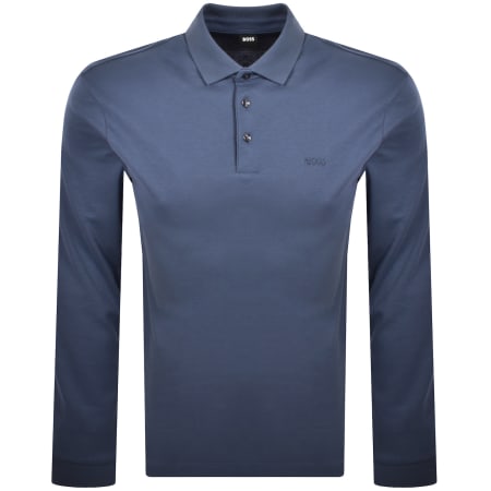 Product Image for BOSS Pado 30 Long Sleeved Polo T Shirt Blue