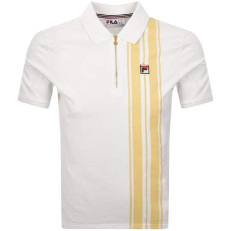 Product Image for Fila Vintage Dario Zip Polo T Shirt Cream