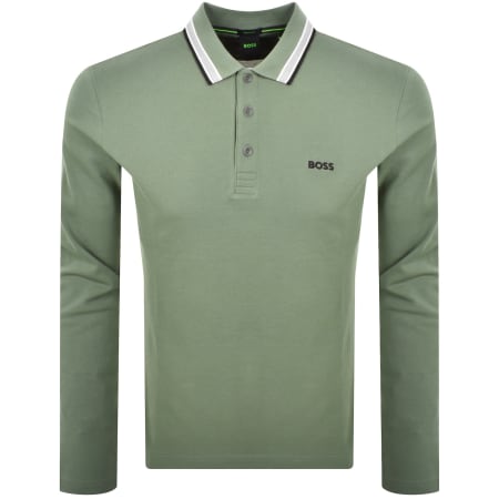 Product Image for BOSS Plisy Long Sleeve Polo Green