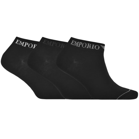 Product Image for Emporio Armani 3 Pack Trainer Socks Black