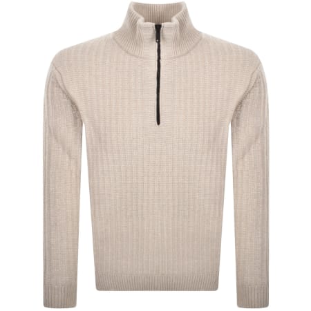 Product Image for BOSS Winter Quarter Zip Wool Jumper Beige
