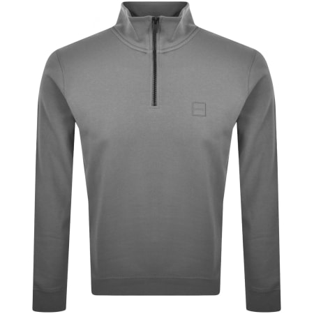 Product Image for BOSS Zetrust Quarter Zip Sweatshirt Grey