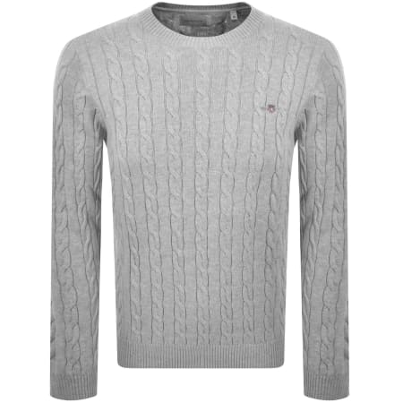 Product Image for Gant Classic Cotton Cable Knit Jumper Grey