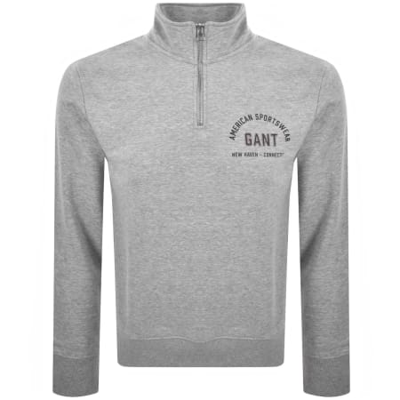 Product Image for Gant Graphic Half Zip Sweatshirt Grey