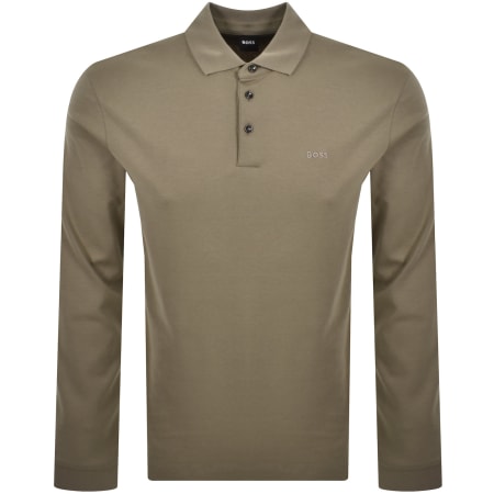 Product Image for BOSS Pado 30 Long Sleeved Polo T Shirt Green