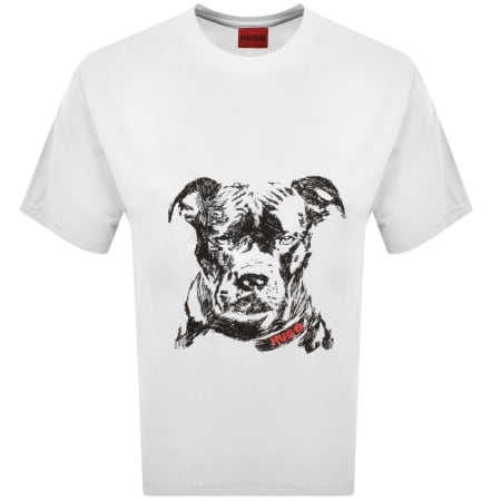 Product Image for HUGO Dubrox Dog Artwork T Shirt White