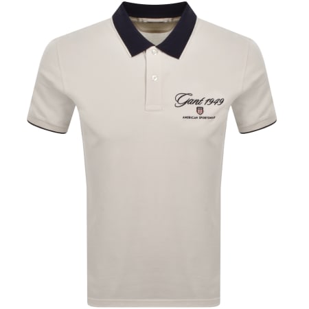 Product Image for Gant Graphic Pique Polo T Shirt Cream