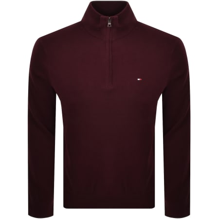 Product Image for Tommy Hilfiger Quarter Zip Jumper Burgundy