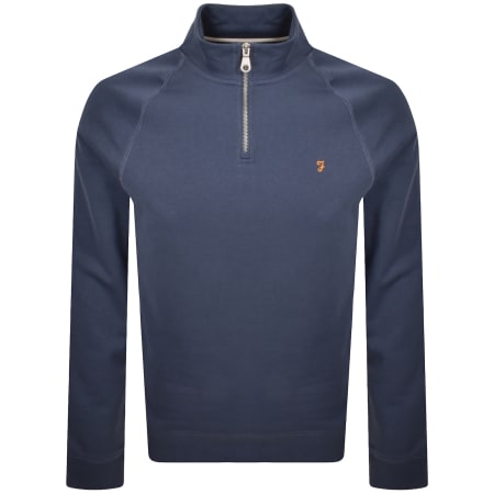 Product Image for Farah Jim Quarter Zip Sweatshirt Blue