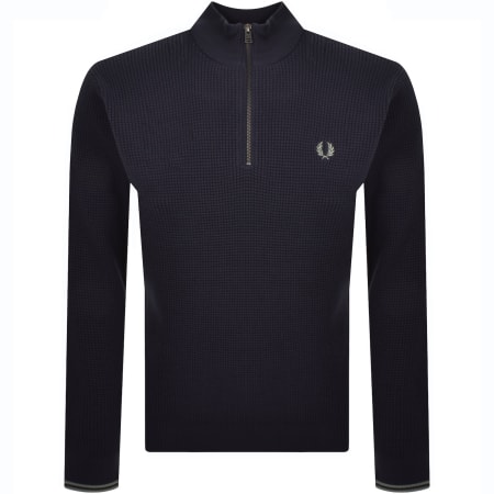 Product Image for Fred Perry Half Zip Waffle Knit Jumper Navy