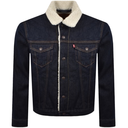 Product Image for Levis Denim Sherpa Trucker Jacket Dark Wash Blue