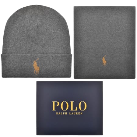 Product Image for Ralph Lauren Beanie And Scarf Set Grey