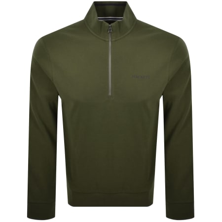 Product Image for Hackett Half Zip Pique Sweatshirt Green