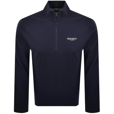 Product Image for Hackett Half Zip Pique Sweatshirt Navy