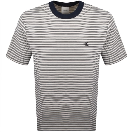 Product Image for Calvin Klein Striped Ottomen T Shirt Off White