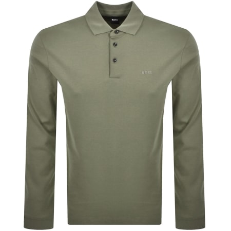 Product Image for BOSS Pado 30 Long Sleeved Polo T Shirt Green