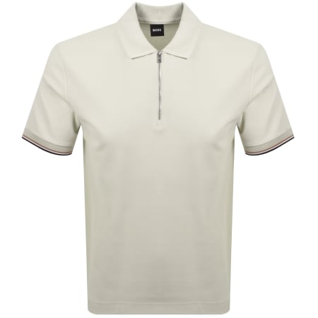 Product Image for BOSS Zip Placket Polo T Shirt Light Beige