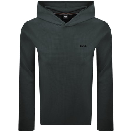 Recommended Product Image for BOSS Waffle Hooded T Shirt Open Green
