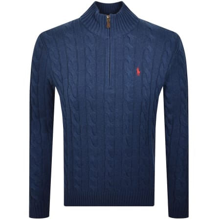 Product Image for Ralph Lauren Half Zip Cable Knit Jumper Blue