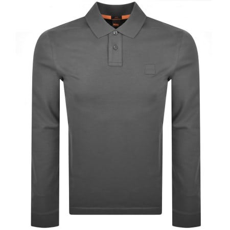 Product Image for BOSS Long Sleeve Passerby Polo T Shirt Grey