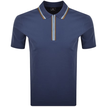 Product Image for Paul Smith Regular Fit Zip Polo Blue