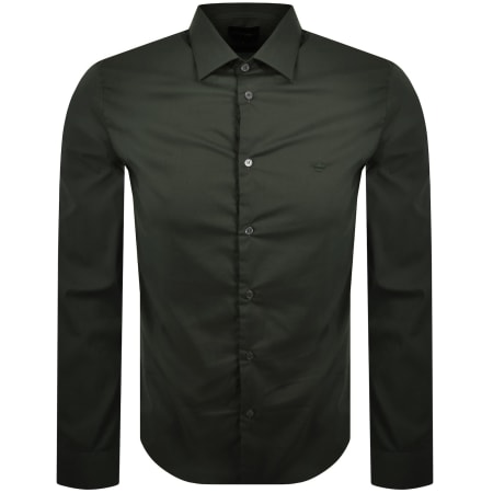 Product Image for Emporio Armani Logo Long Sleeve Shirt Green
