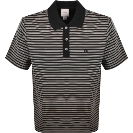 Product Image for Calvin Klein Striped Ottoman Polo T Shirt Black