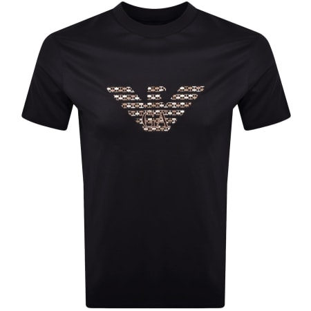 Product Image for Emporio Armani Embroidered Logo T Shirt Navy