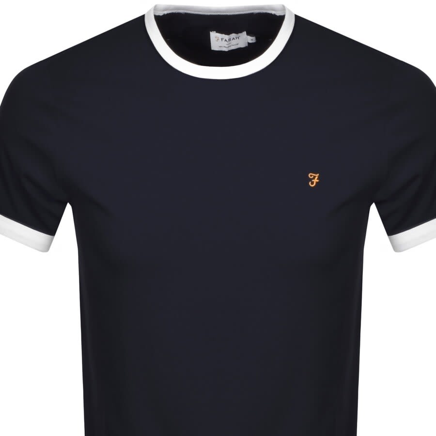 Image number 2 for Farah Groves Ringer T Shirt Navy