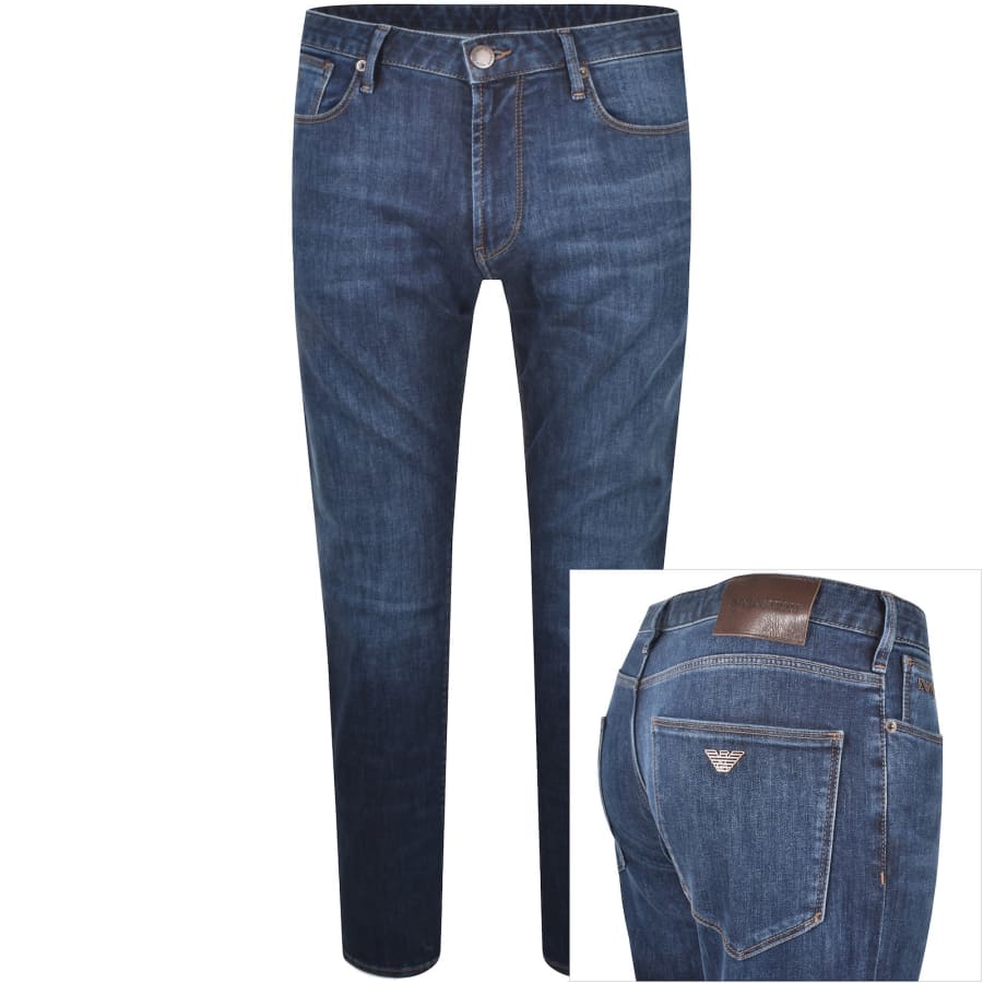 Image number 1 for Emporio Armani J06 Slim Fit Jeans Mid Wash Blue