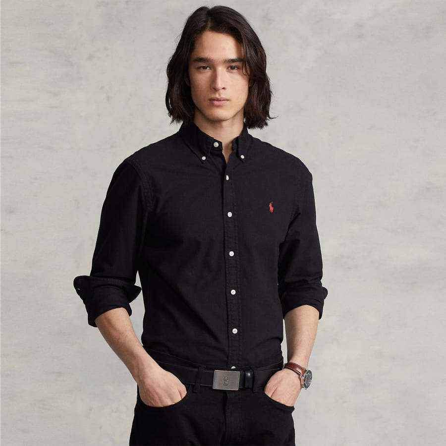 Image number 4 for Ralph Lauren Slim Fit Oxford Shirt Black