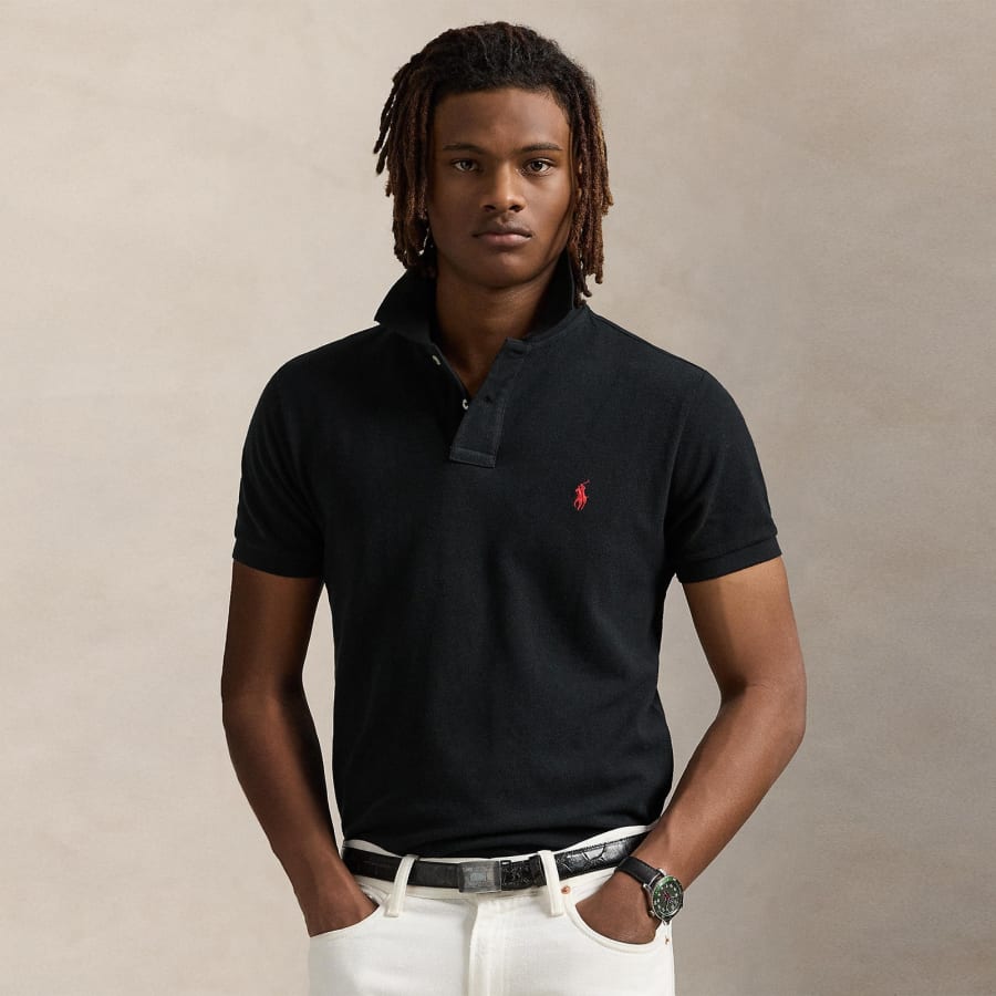 Image number 4 for Ralph Lauren Custom Slim Fit Polo T Shirt Black